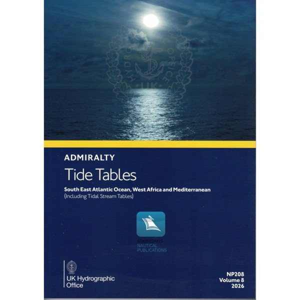 NP208 Admiralty Tide Tables (ATT) Vol. 8  S. E. Atlantic O. , W. Africa and Mediterranean (including Tidal Stream Tables) 2026