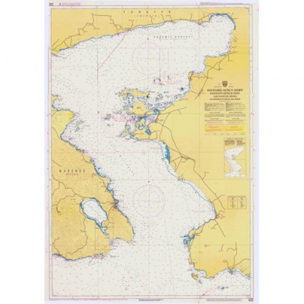 Ναυτικοί Χάρτες - Ανατολικές ακτές Ν. Λέσβου και έναντι ακτές Μ. Ασίας ΒΟΡΕΙΟ ΑΙΓΑΙΟ ΠΕΛΑΓΟΣ